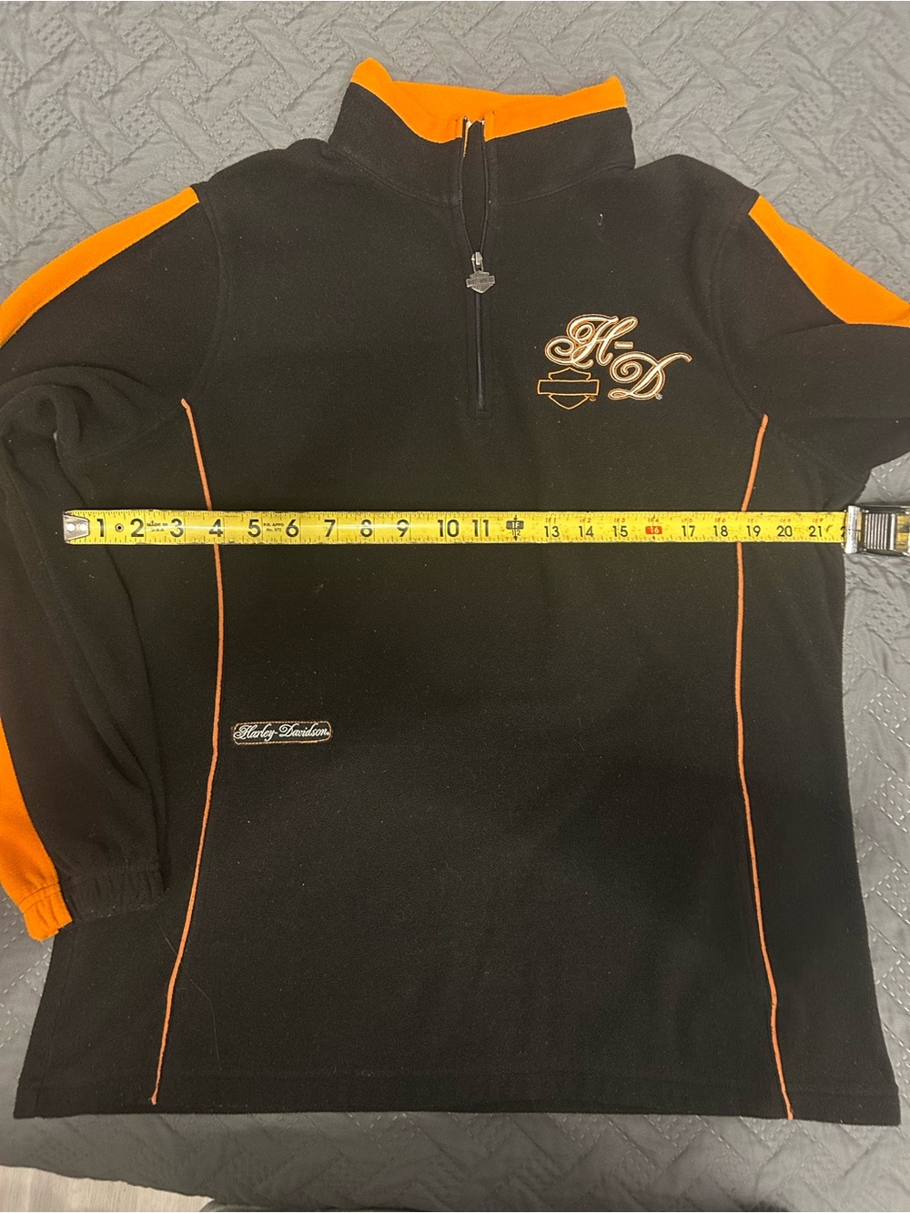 Harley-Davidson Black with Orange Accent Quarter-Zip fleece